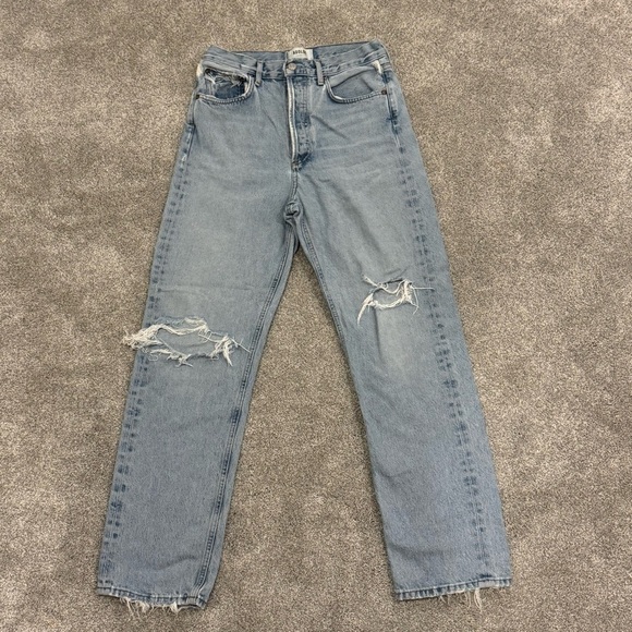 Agolde 90'S MID RISE STRAIGHT IN ALTER blue size 25 EUC - Picture 2 of 10